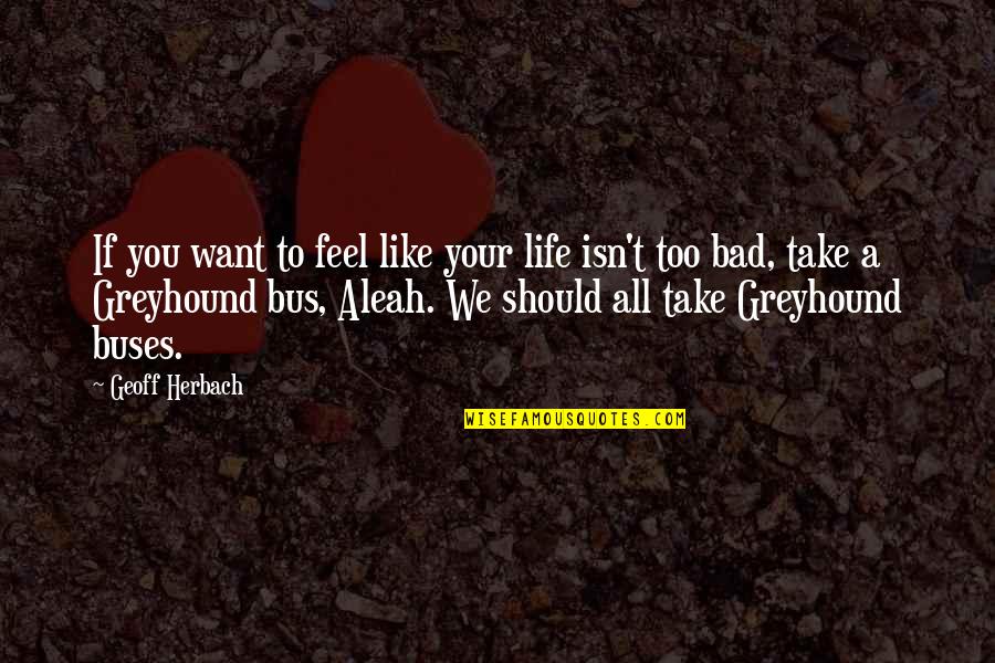 A Bad Life Quotes By Geoff Herbach: If you want to feel like your life