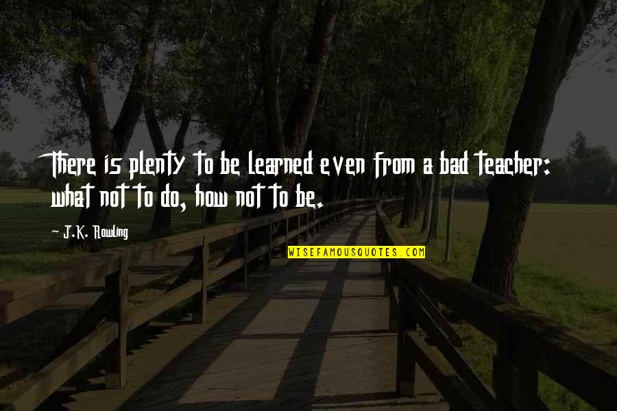 A Bad Teacher Quotes By J.K. Rowling: There is plenty to be learned even from
