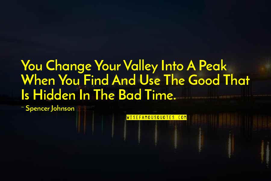 A Bad Time Quotes By Spencer Johnson: You Change Your Valley Into A Peak When