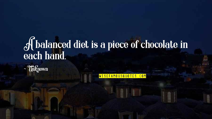 A Balanced Diet Quotes By Unknown: A balanced diet is a piece of chocolate