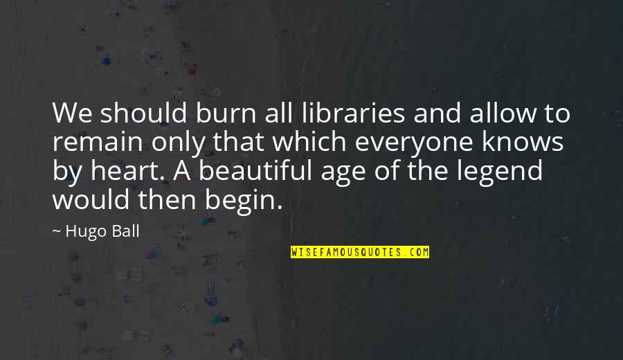A Ball Of Quotes By Hugo Ball: We should burn all libraries and allow to