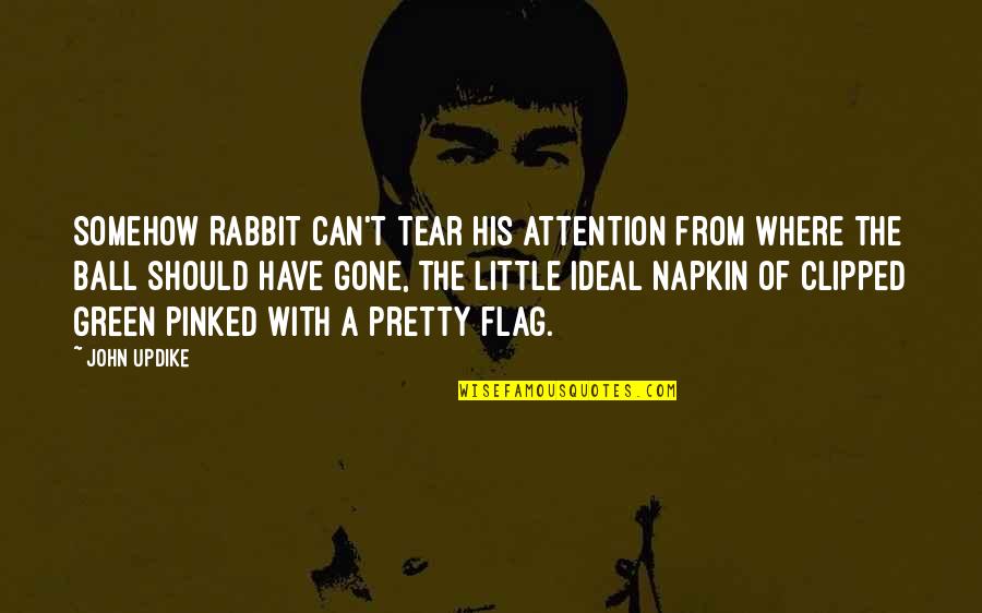 A Ball Of Quotes By John Updike: Somehow Rabbit can't tear his attention from where
