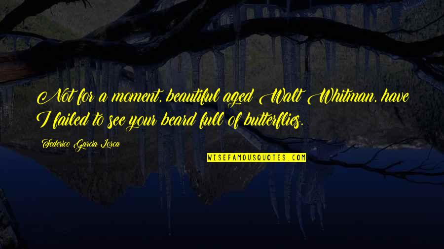 A Beard Quotes By Federico Garcia Lorca: Not for a moment, beautiful aged Walt Whitman,