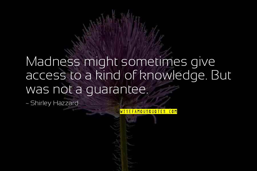 A Beautiful Evening Quotes By Shirley Hazzard: Madness might sometimes give access to a kind