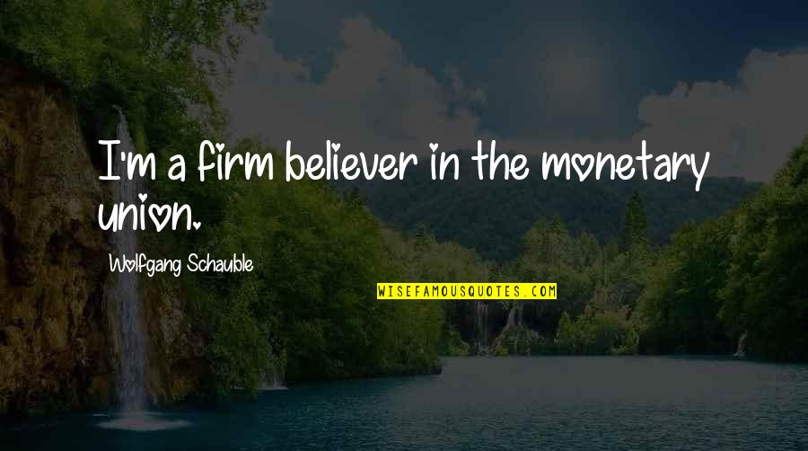A Believer Quotes By Wolfgang Schauble: I'm a firm believer in the monetary union. A Believer Quotes By Wolfgang Schauble: I'm a firm believer in the monetary union.