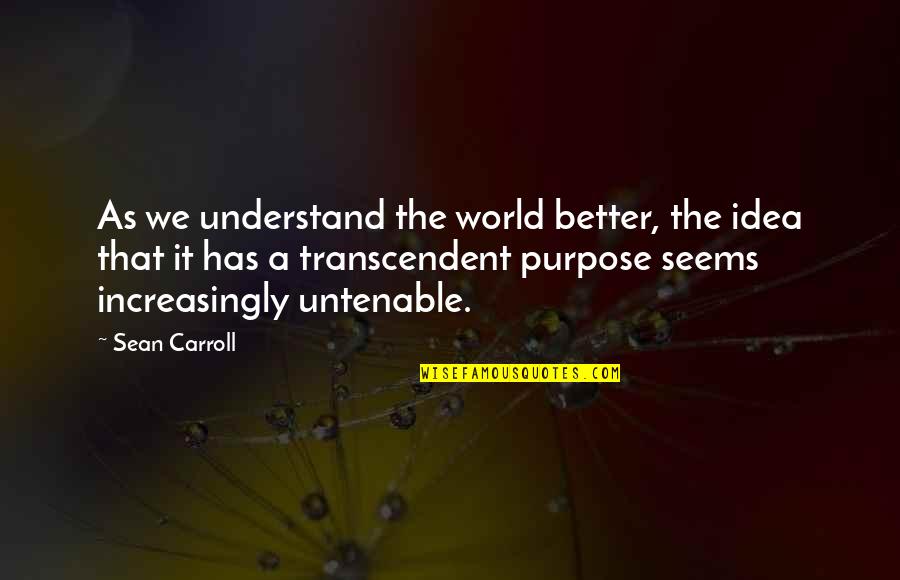 A Better World Quotes By Sean Carroll: As we understand the world better, the idea