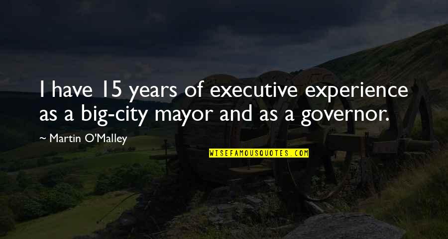 A Big City Quotes By Martin O'Malley: I have 15 years of executive experience as