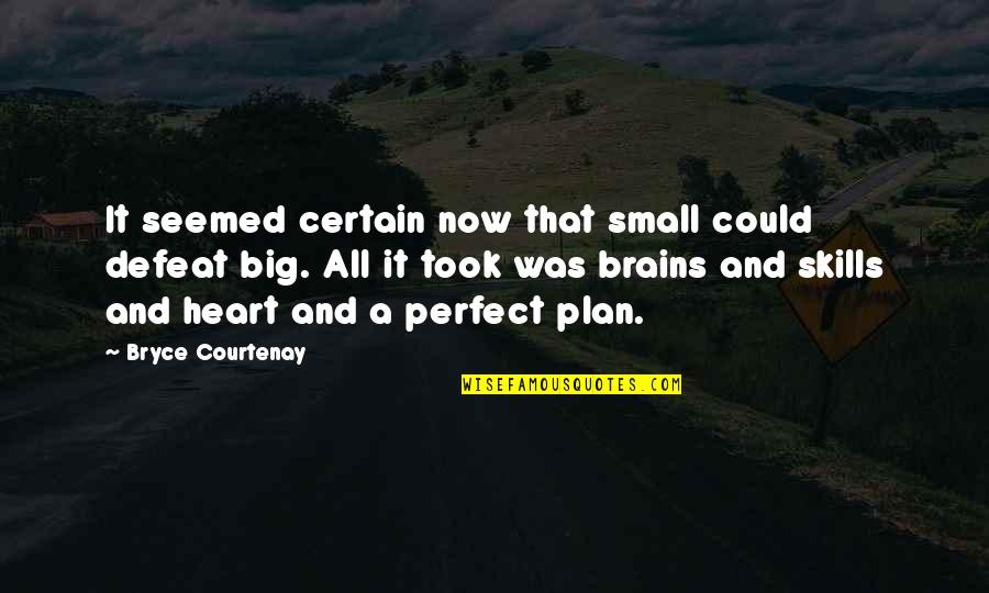 A Big Heart Quotes By Bryce Courtenay: It seemed certain now that small could defeat