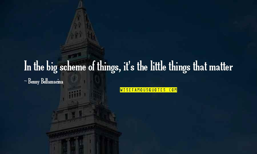 A Big Quote Quotes By Benny Bellamacina: In the big scheme of things, it's the