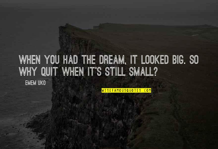 A Big Quote Quotes By Emem Uko: When you had the dream, it looked big.