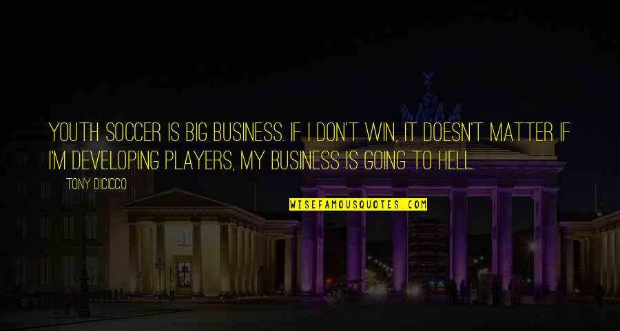 A Big Win Quotes By Tony DiCicco: Youth soccer is big business. If I don't