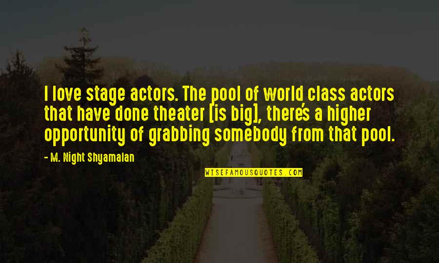 A Big World Quotes By M. Night Shyamalan: I love stage actors. The pool of world