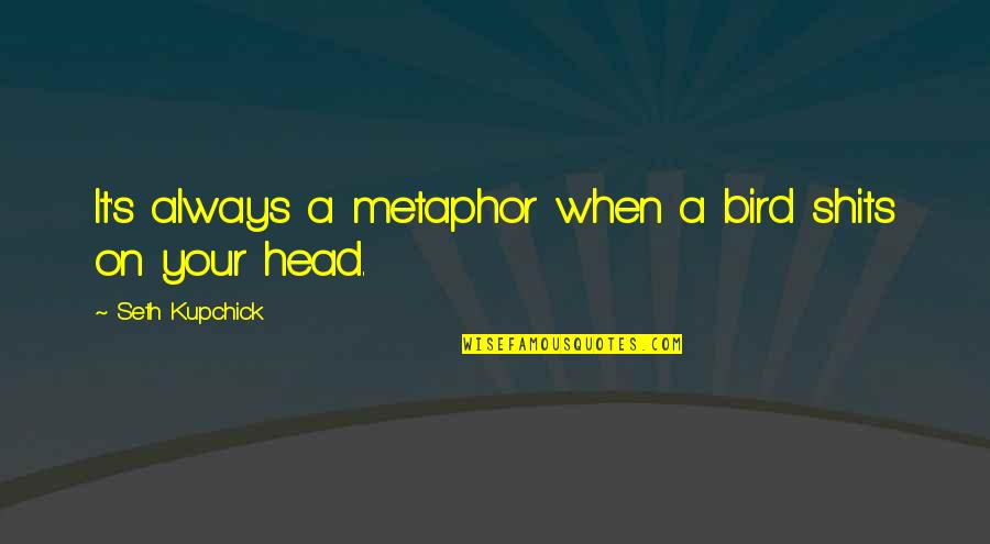 A Bird On The Head Quotes By Seth Kupchick: It's always a metaphor when a bird shits