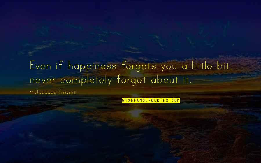 A Bit Of Happiness Quotes By Jacques Prevert: Even if happiness forgets you a little bit,