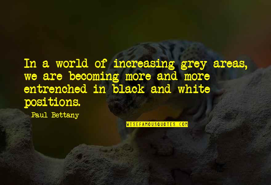A Black And White Quotes By Paul Bettany: In a world of increasing grey areas, we A Black And White Quotes By Paul Bettany: In a world of increasing grey areas, we