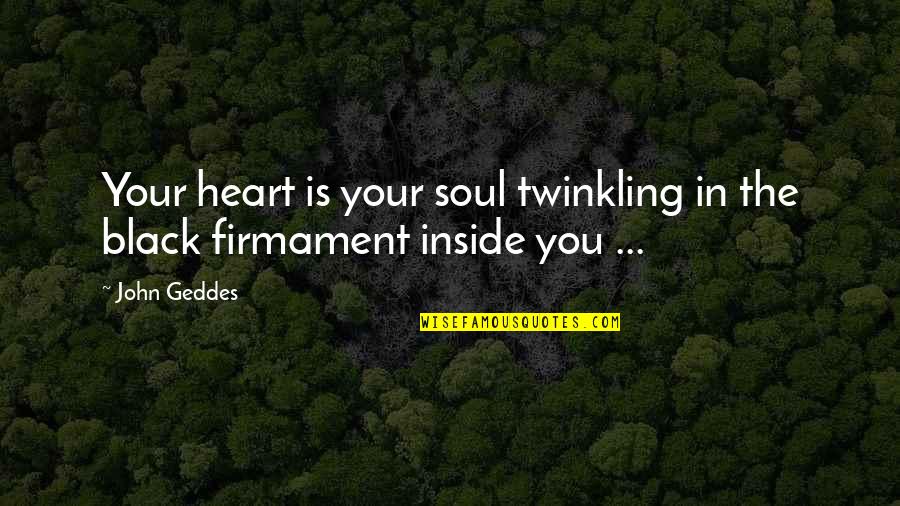 A Black Soul Quotes By John Geddes: Your heart is your soul twinkling in the