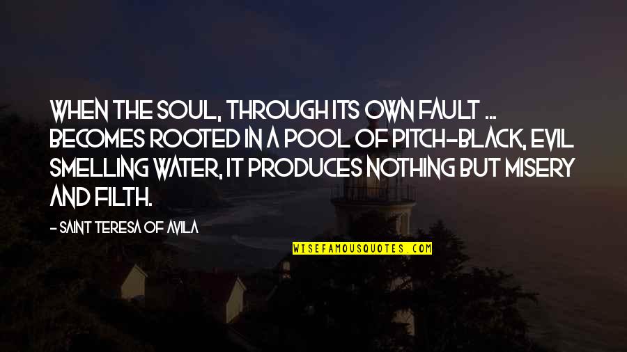 A Black Soul Quotes By Saint Teresa Of Avila: When the soul, through its own fault ...