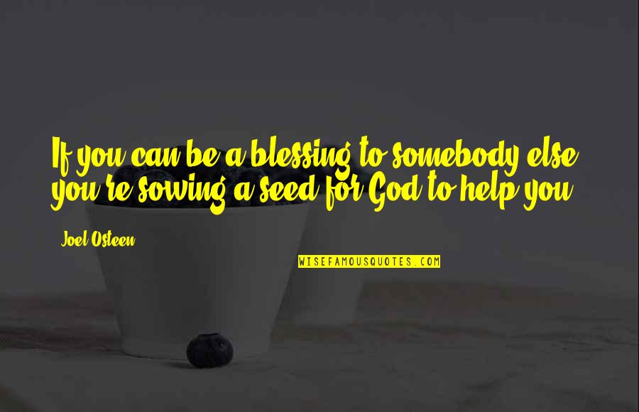 A Blessing Quotes By Joel Osteen: If you can be a blessing to somebody