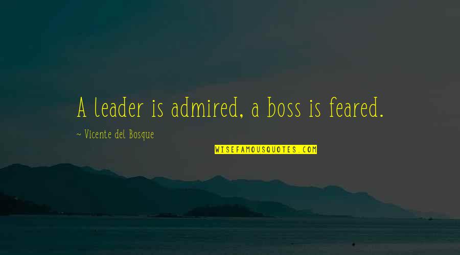 A Boss And A Leader Quotes By Vicente Del Bosque: A leader is admired, a boss is feared.
