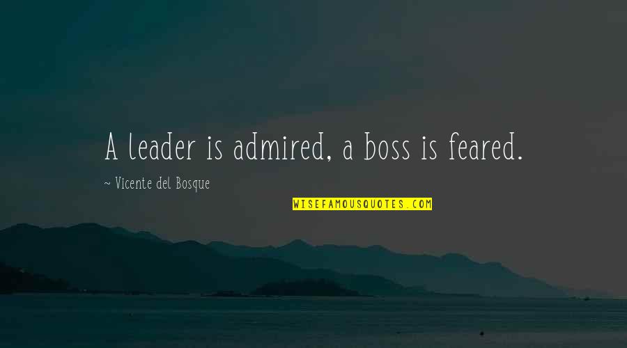A Boss Quotes By Vicente Del Bosque: A leader is admired, a boss is feared.