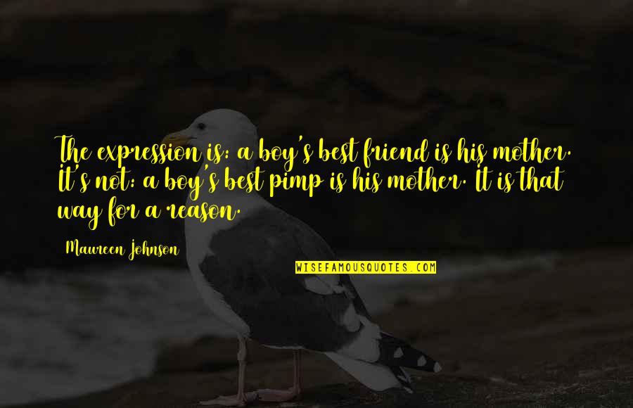 A Boy And His Mother Quotes By Maureen Johnson: The expression is: a boy's best friend is