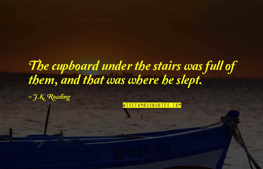 A Boy Playing With Your Heart Quotes By J.K. Rowling: The cupboard under the stairs was full of