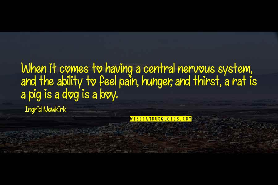 A Boy Quotes By Ingrid Newkirk: When it comes to having a central nervous