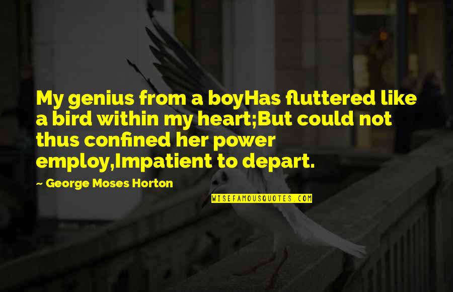 A Boy U Like Quotes By George Moses Horton: My genius from a boyHas fluttered like a