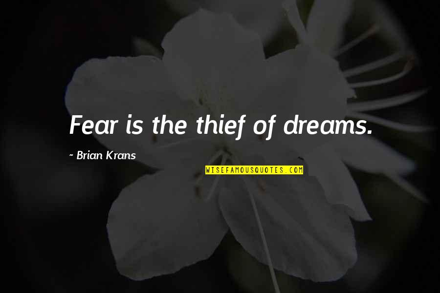 A Boy Using You Quotes By Brian Krans: Fear is the thief of dreams.