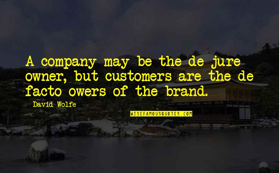 A Brand Quotes By David Wolfe: A company may be the de jure owner, A Brand Quotes By David Wolfe: A company may be the de jure owner,