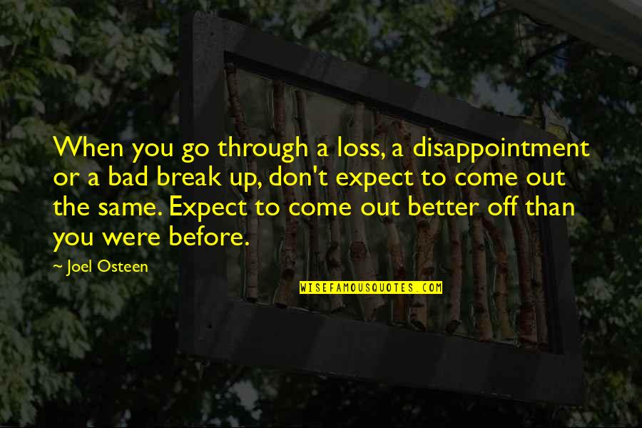 A Break From Life Quotes By Joel Osteen: When you go through a loss, a disappointment