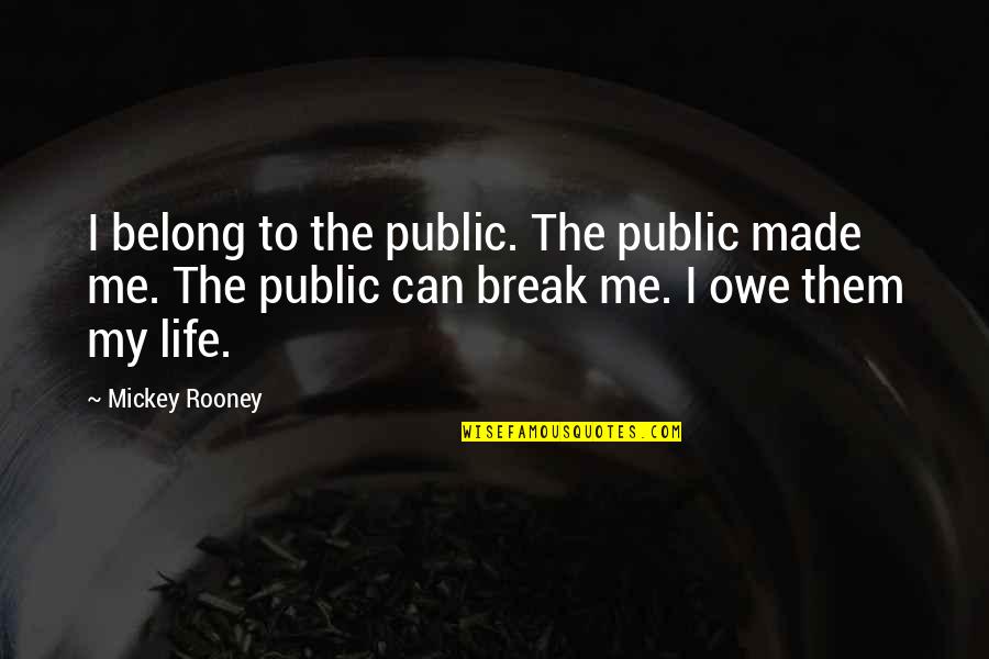 A Break From Life Quotes By Mickey Rooney: I belong to the public. The public made