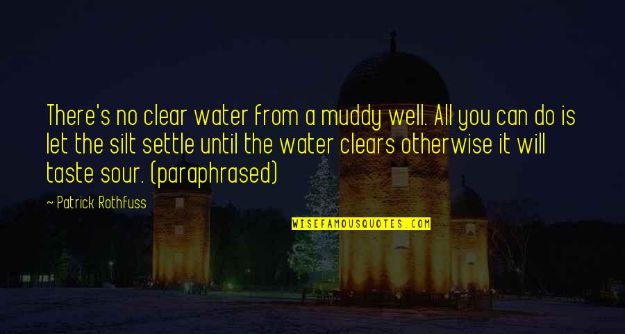 A Break Time Quotes By Patrick Rothfuss: There's no clear water from a muddy well.