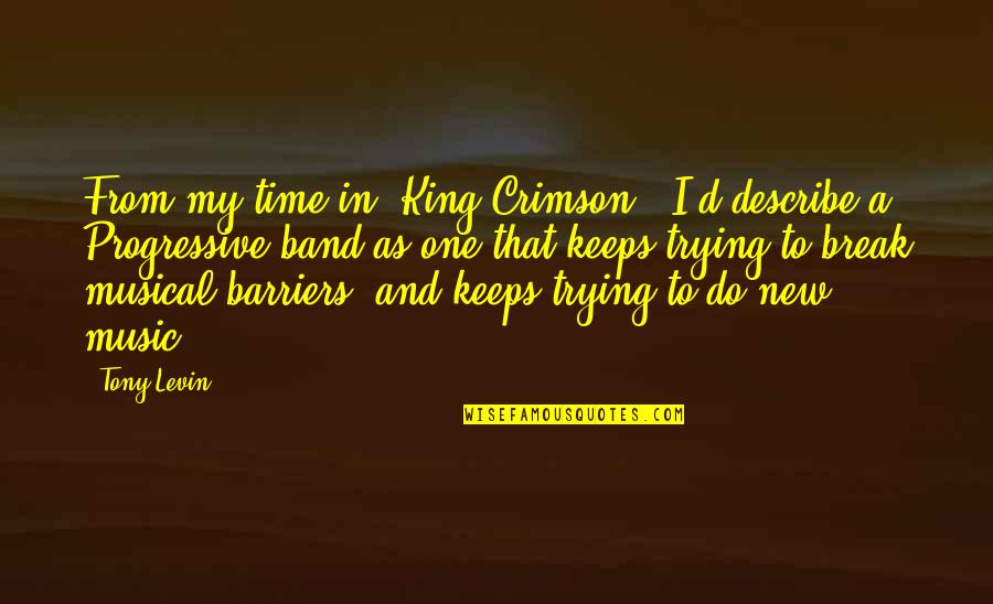 A Break Time Quotes By Tony Levin: From my time in 'King Crimson,' I'd describe
