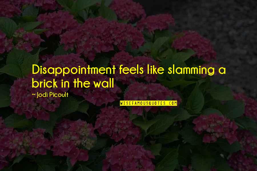 A Brick Wall Quotes By Jodi Picoult: Disappointment feels like slamming a brick in the