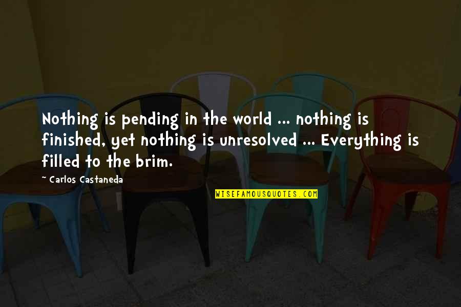 A Brim Quotes By Carlos Castaneda: Nothing is pending in the world ... nothing