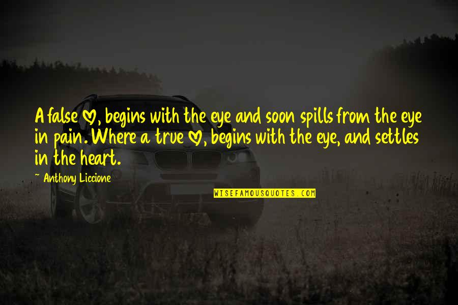 A Broken Heart Quotes By Anthony Liccione: A false love, begins with the eye and