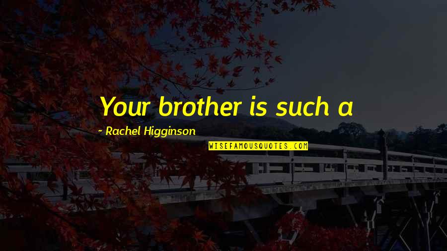 A Brother Is Quotes By Rachel Higginson: Your brother is such a
