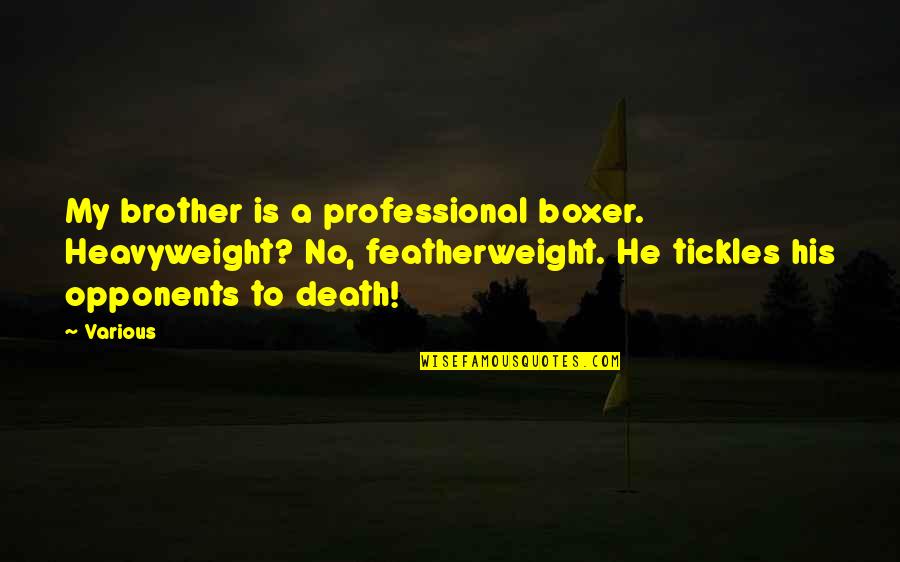 A Brother Is Quotes By Various: My brother is a professional boxer. Heavyweight? No,
