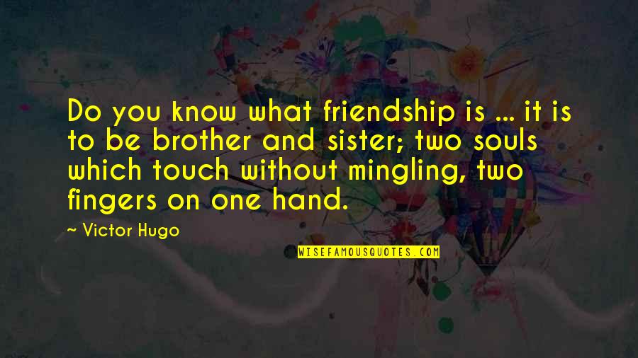 A Brother Without A Sister Quotes By Victor Hugo: Do you know what friendship is ... it