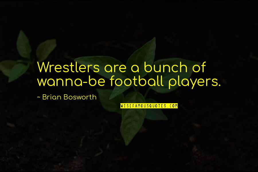 A Bunch Of Quotes By Brian Bosworth: Wrestlers are a bunch of wanna-be football players.