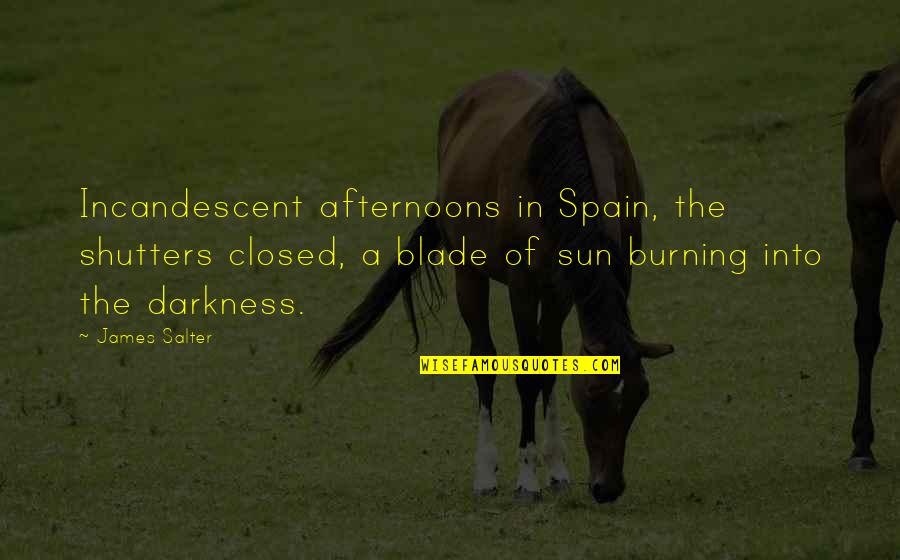 A Burning Quotes By James Salter: Incandescent afternoons in Spain, the shutters closed, a