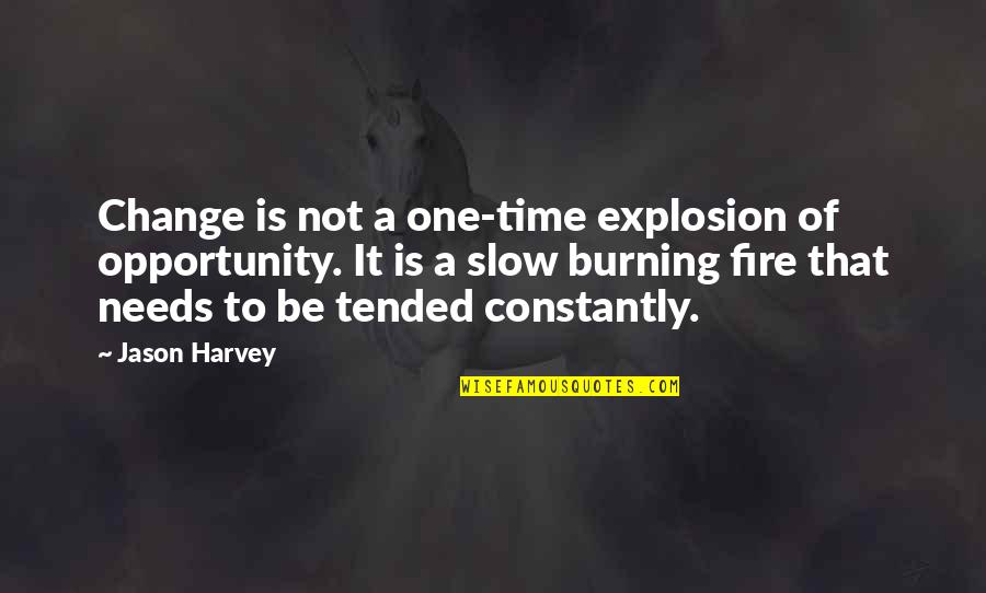 A Burning Quotes By Jason Harvey: Change is not a one-time explosion of opportunity.
