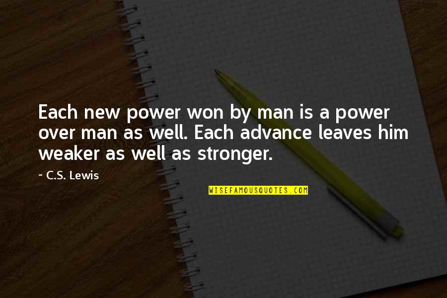 A C Lewis Quotes By C.S. Lewis: Each new power won by man is a