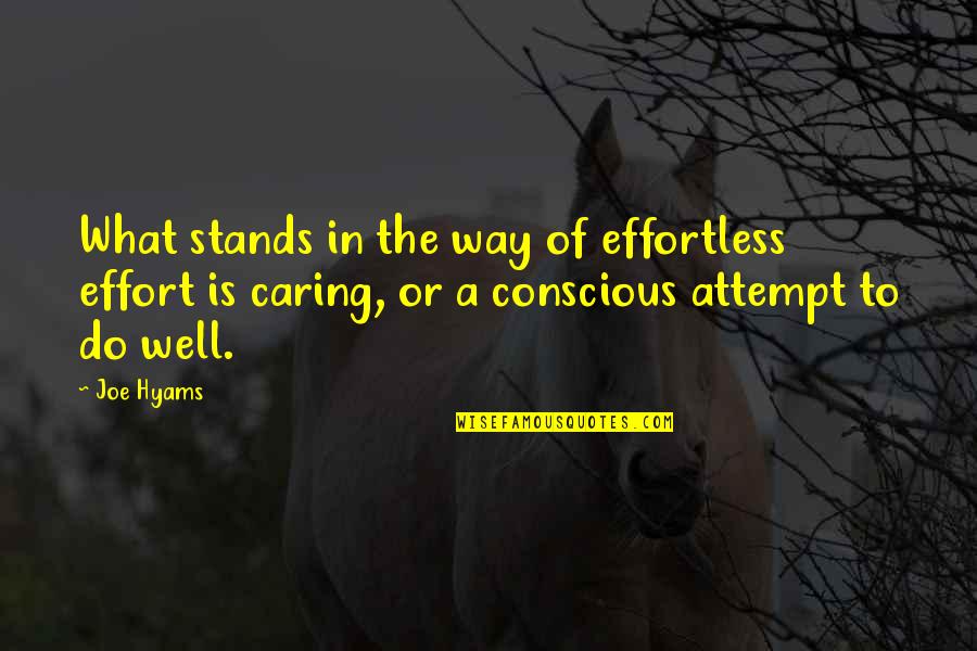 A Caring Quotes By Joe Hyams: What stands in the way of effortless effort