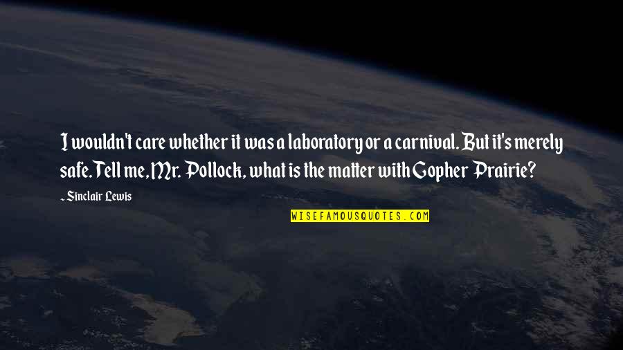 A Carnival Quotes By Sinclair Lewis: I wouldn't care whether it was a laboratory