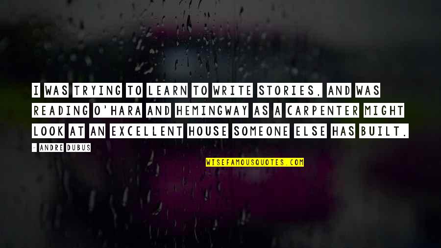 A Carpenter Quotes By Andre Dubus: I was trying to learn to write stories,