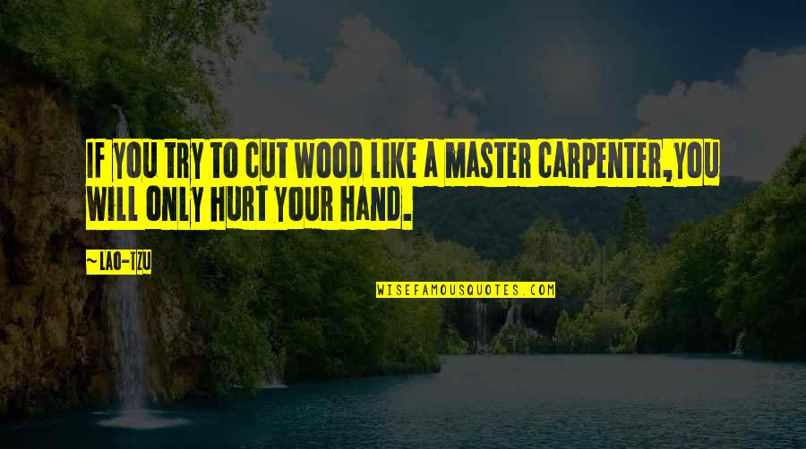 A Carpenter Quotes By Lao-Tzu: If you try to cut wood like a