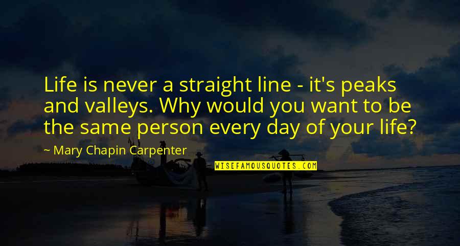 A Carpenter Quotes By Mary Chapin Carpenter: Life is never a straight line - it's