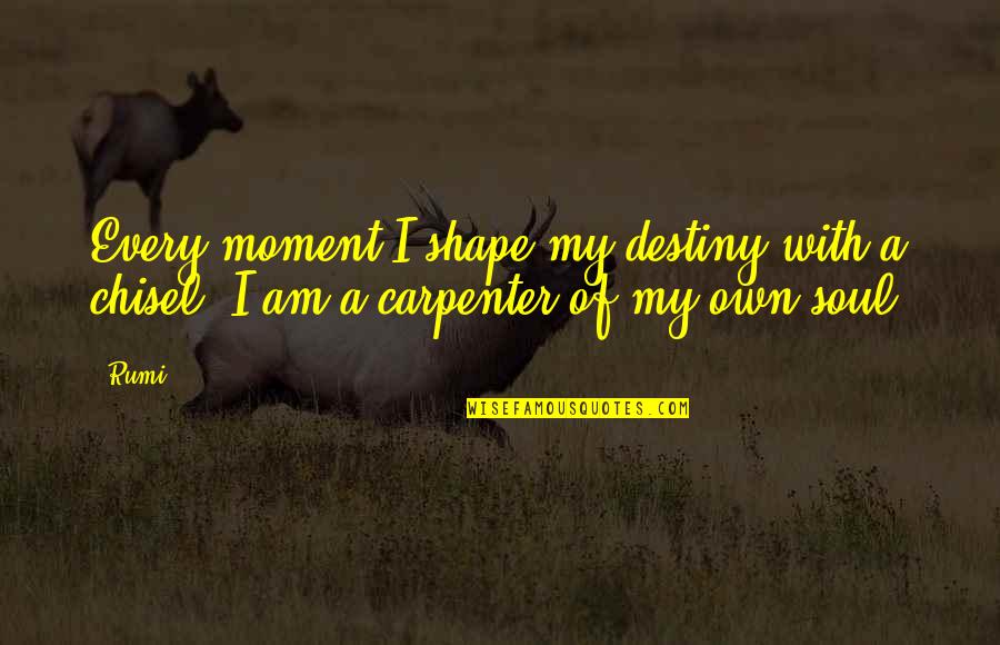 A Carpenter Quotes By Rumi: Every moment I shape my destiny with a